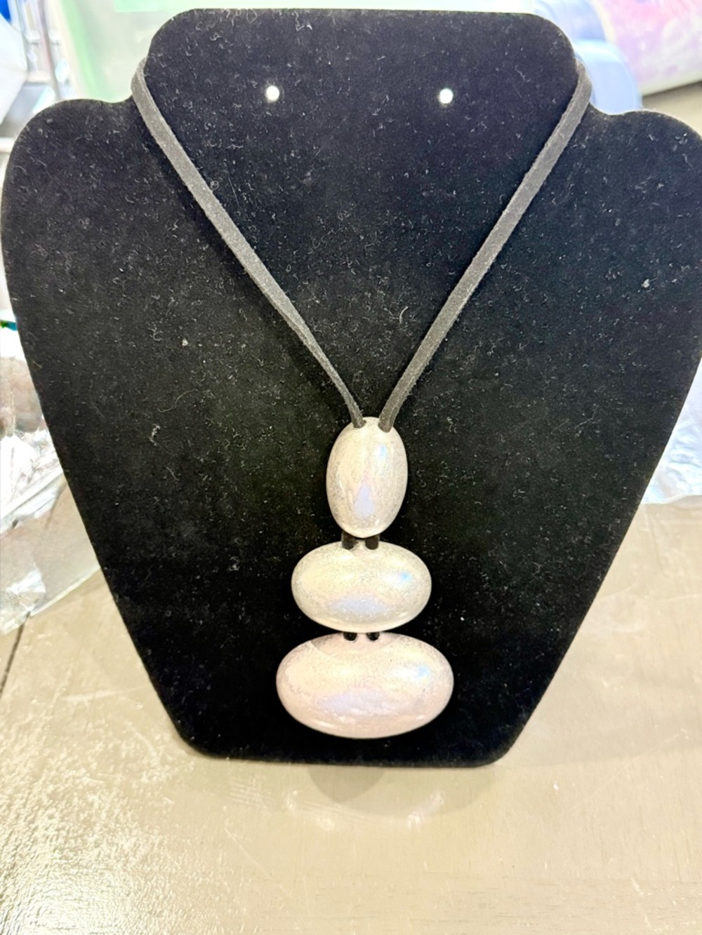 Sterling-Inspired Silver Tone Triple Bead Pendant Necklace